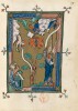 f. 29r, Der auf der Erde und dem Meer stehende Engel (Offb 10, 1-7)