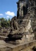 Makara decoration of one of the entrances to the Kalasan Chandi in Prambanan. Square layout with four protruding entrances forming a Greek cross. Mid 9th C.