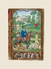 <p>f. 24v, July, practising falconry</p>