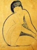 Seated nude (pen and blue ink), Amedeo Modigliani, 20th C.