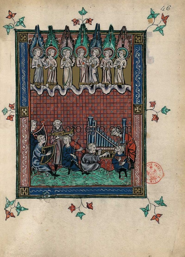 El mar de cristal, f. 46r, Apocalipsis 1313: 5 miniaturas casi-originales