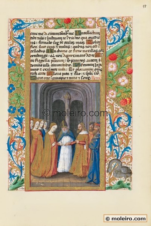 f. 55r, Die Heirat von David und Micol, Stundenbuch des Ludwig von Orleans