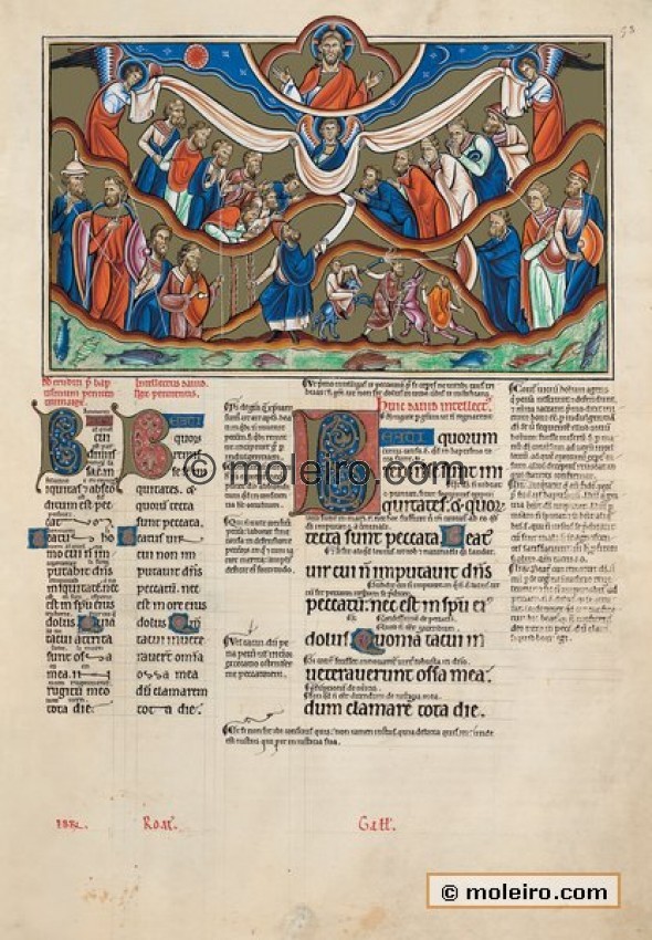 f. 53r, psalm 31 Blessed are they whose iniquities are forgiven. This is one of the penitential psalms in which men confess thei...