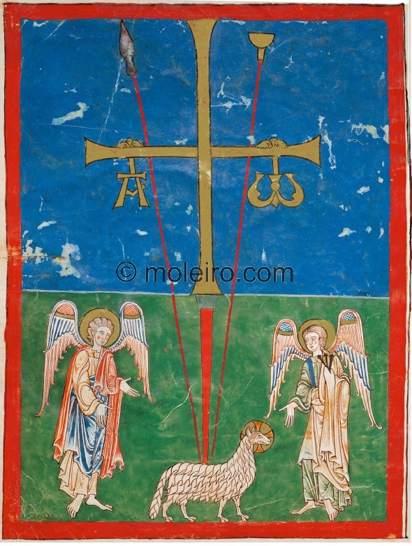 f. 1B, Kreuz von Oviedo. Das Kreuz von Oviedo wurde in Kodizes des Hochmittelalters als einf&uuml;hrende Abbildung verwendet...