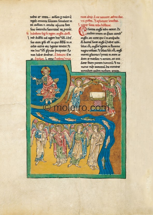 f. 11B, Der Engel an der sechsten Posaune die Engel des Flusses Euphrat, Beatus von Carde&ntilde;a
