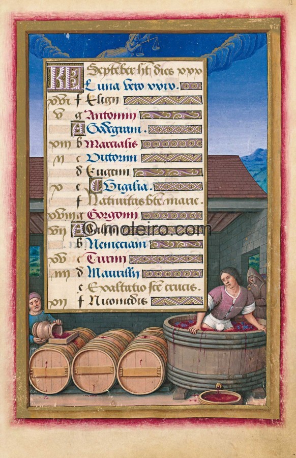 f. 12, Kalender: September. Der Kalender ist einer der unverzichtbaren Bestandteile eines Stundenbuchs und in der Regel wird er ...