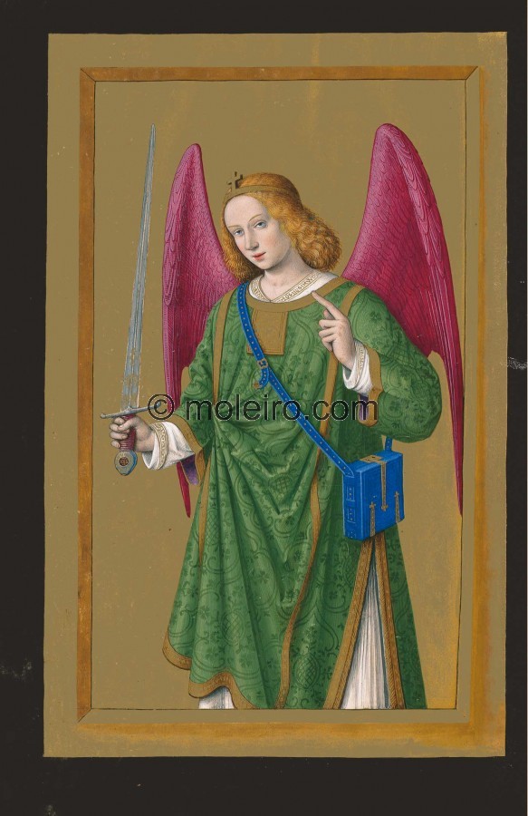 f. 165v, El arc&aacute;ngel san Rafael. San Rafael, el &aacute;ngel guardi&aacute;n por excelencia, es el &uacut...