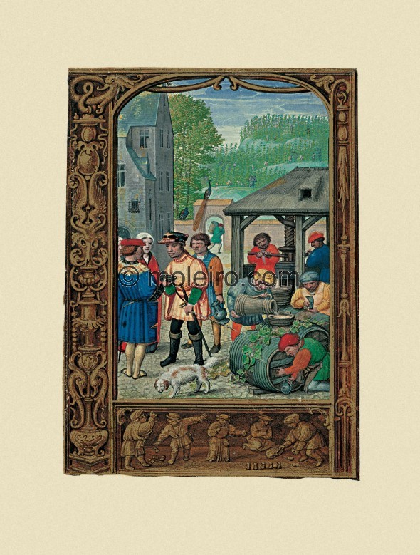 f. 27v, Oktober, Arbeiten der Weinlese, Das Golf-Buch (Stundenbuch)
