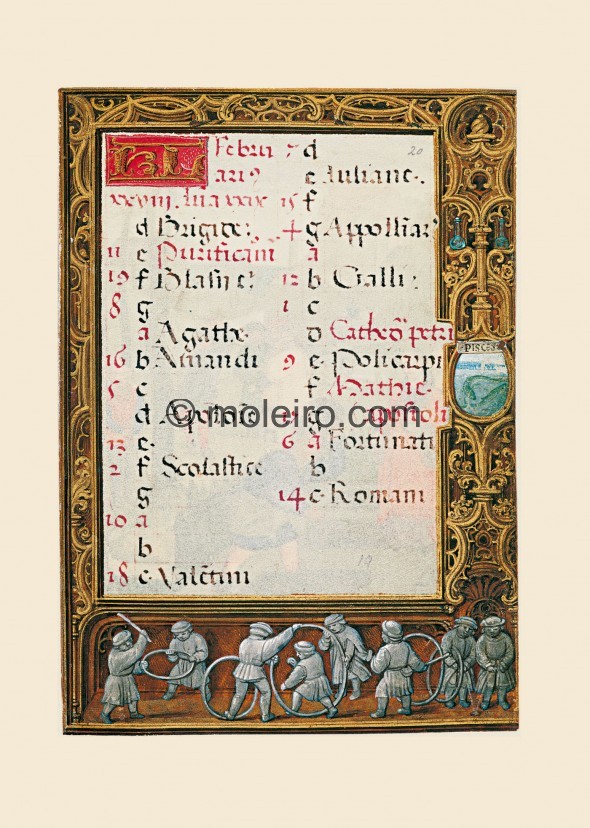 f. 20r, Kalender, Februar, Das Golf-Buch (Stundenbuch)