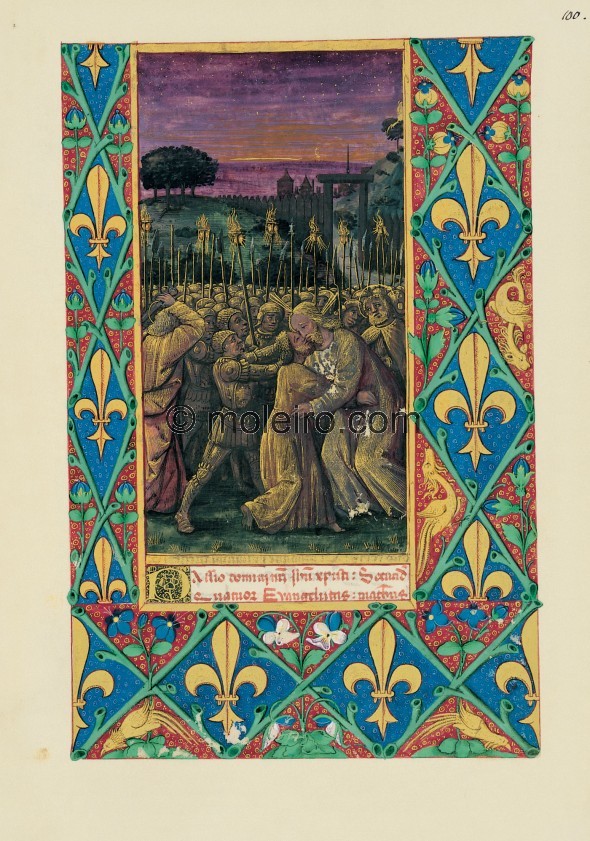 f. 100r, Der Judaskuss, Stundenbuch des Ludwig von Orleans