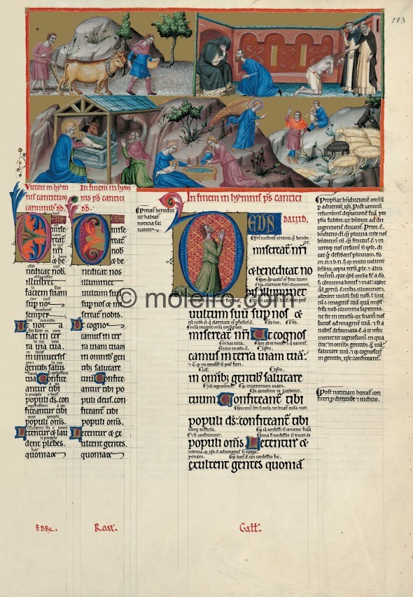 f. 113r, psalm 66 May God have mercy on us and bless us. Psalm 66 opens with a sowing scene in reference to the fruit the earth ...