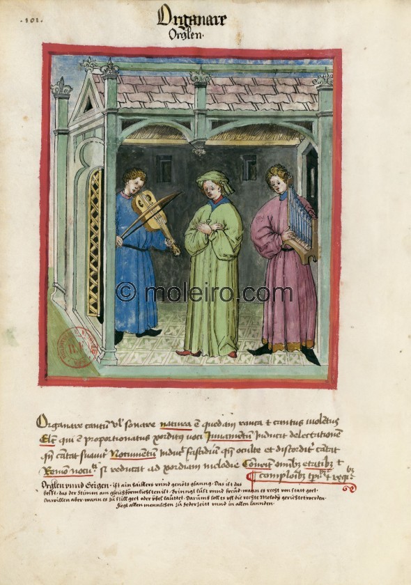 f. 101v, Spielen eines Instruments. Accompanying singing or playing an instrument. Its nature consists of certain raucous sounds...