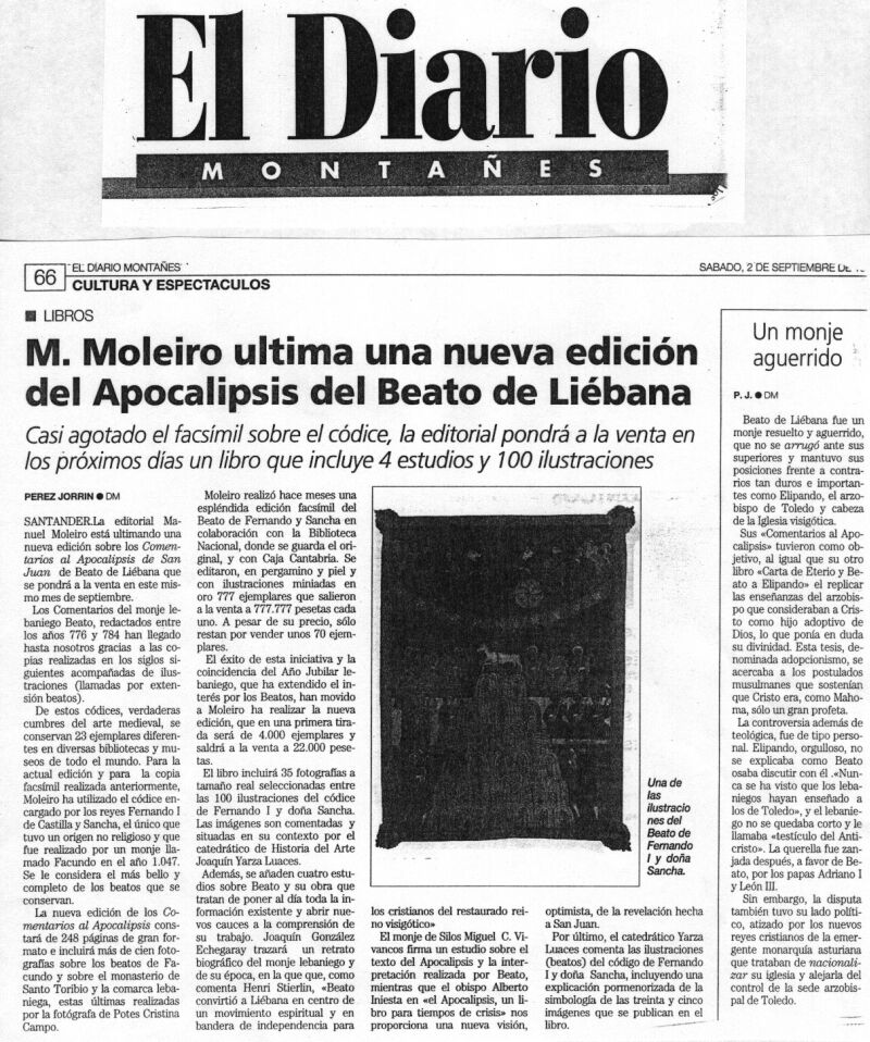 M. Moleiro ultima una nueva edici�n del Apocalipsis del Beato de Li�bana