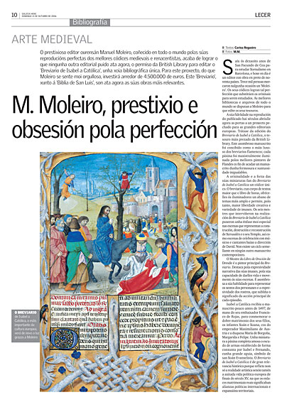 M. Moleiro, prestixio e obsesi�n pola perfecci�n