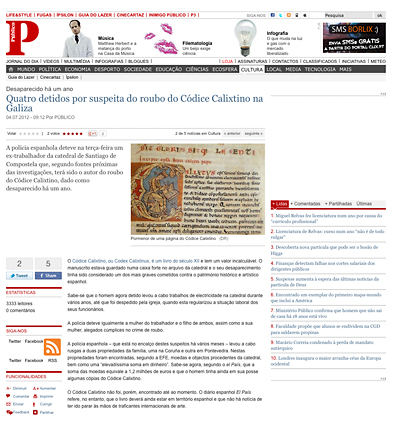 Quatro detidos por suspeita do roubo do C�dice Calixtino na Galiza 