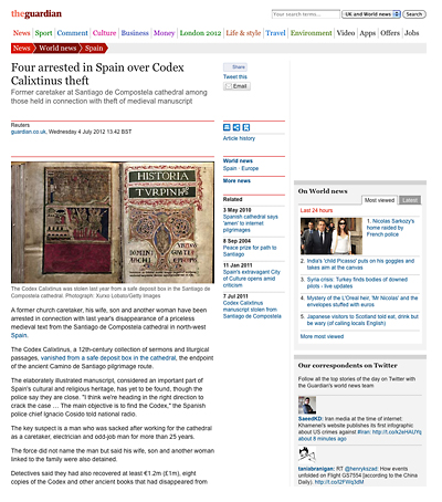 Four arrested in Spain over Codex Calixtinus theft