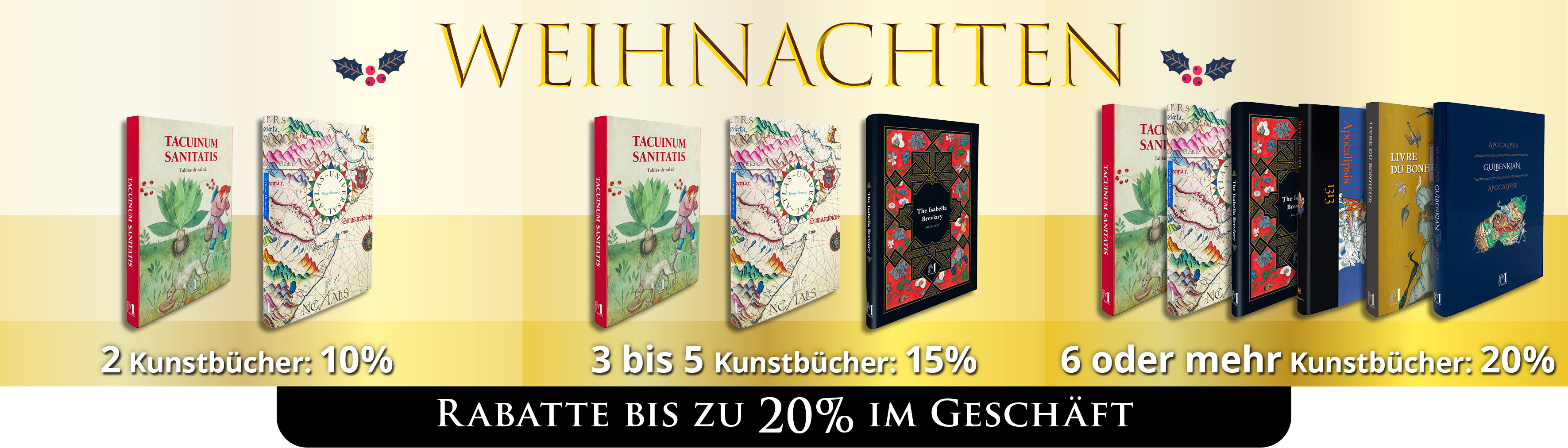 Rabatte auf Kunstb�cher mit bis zu 25 % Weihnachtsrabatt.