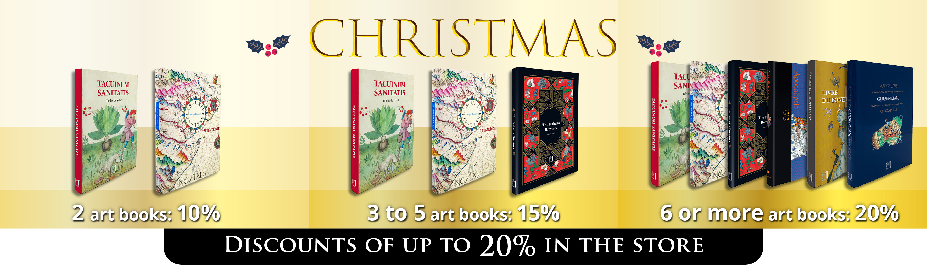 Discounts on art books with up to 25% off for Christmas.