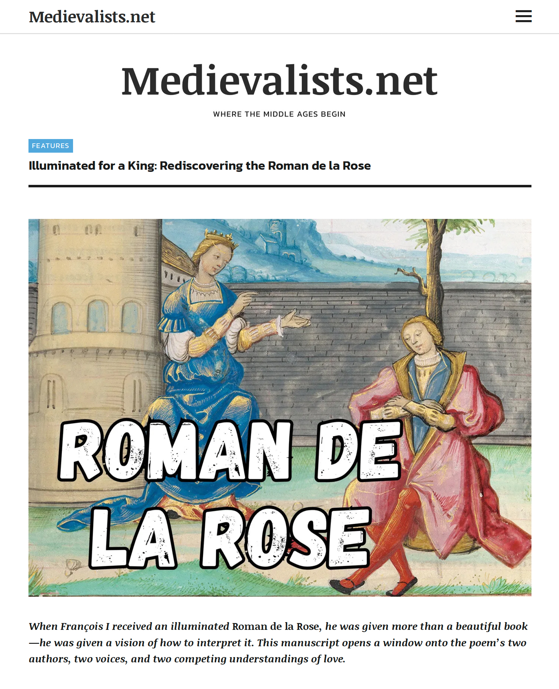 Illuminated for a King: Rediscovering the Roman de la Rose